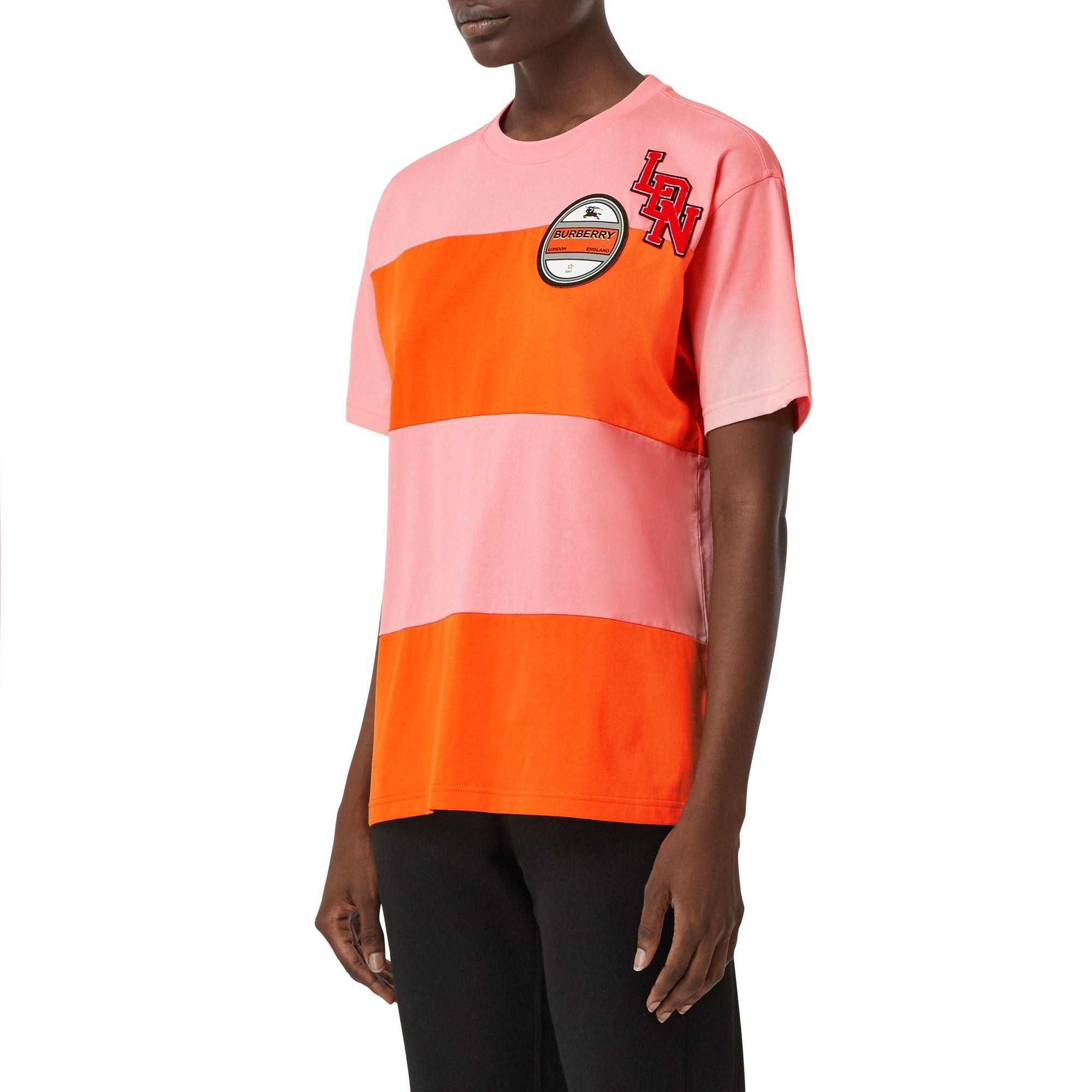T-shirt oversize en coton avec logos - Rose bonbon