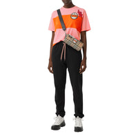 T-shirt oversize en coton avec logos - Rose bonbon