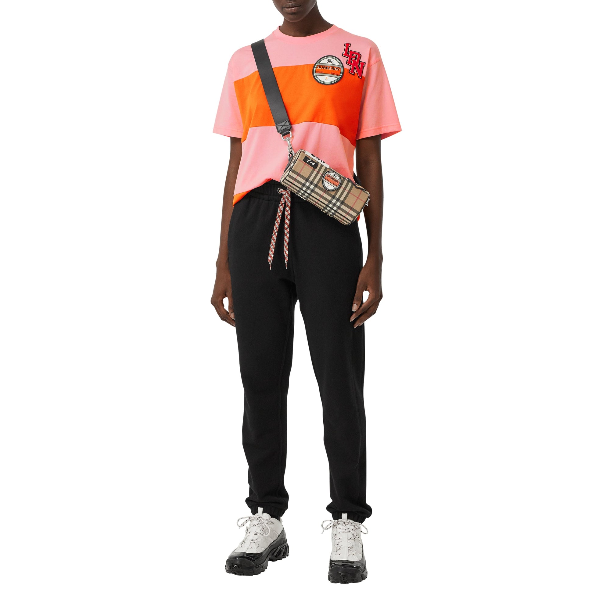 T-shirt oversize en coton avec logos - Rose bonbon