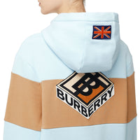 Sweat-shirt à capuche oversize en coton avec logos - Bleu pâle