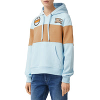 Sweat-shirt à capuche oversize en coton avec logos - Bleu pâle