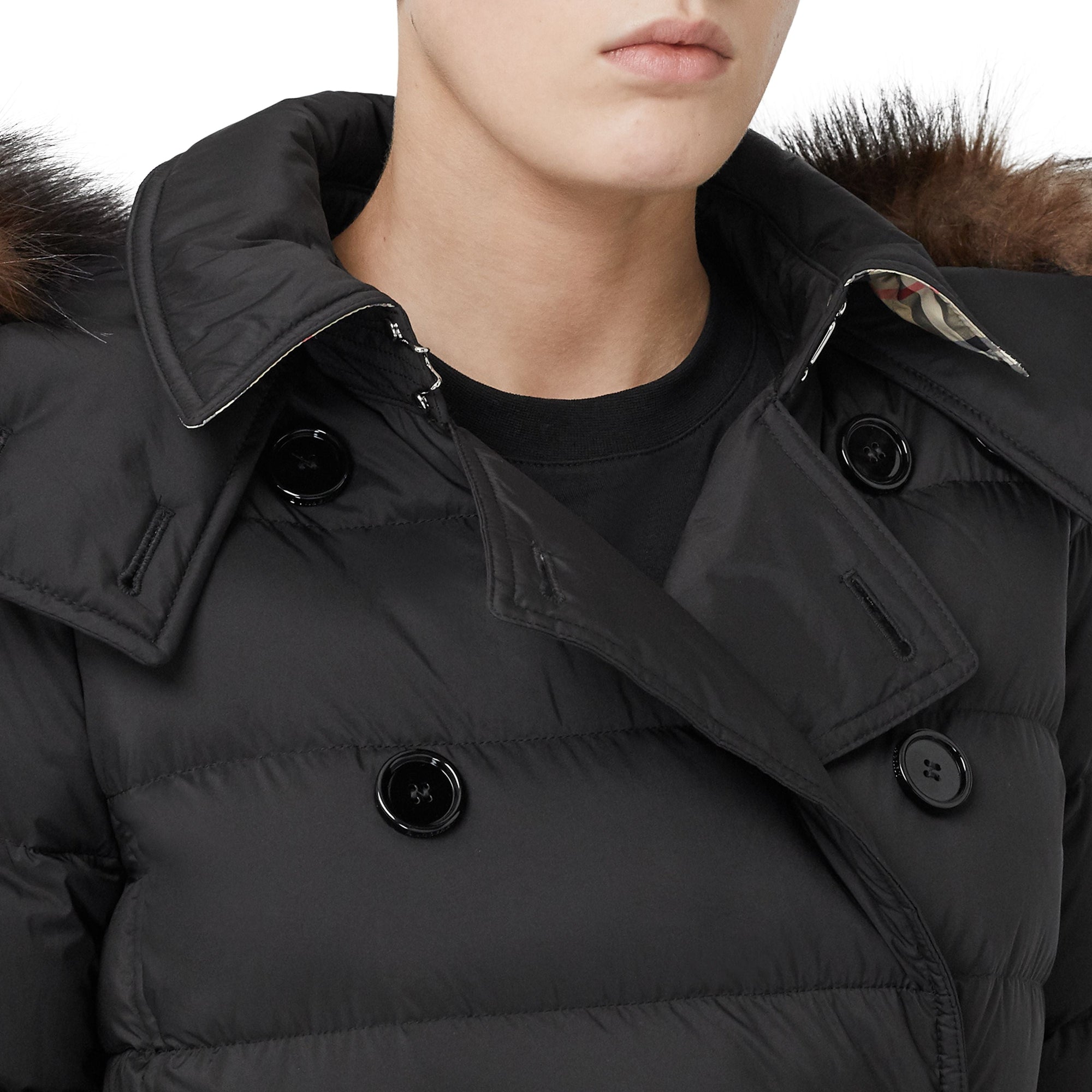 Manteau rembourré en duvet avec capuche amovible - Noir