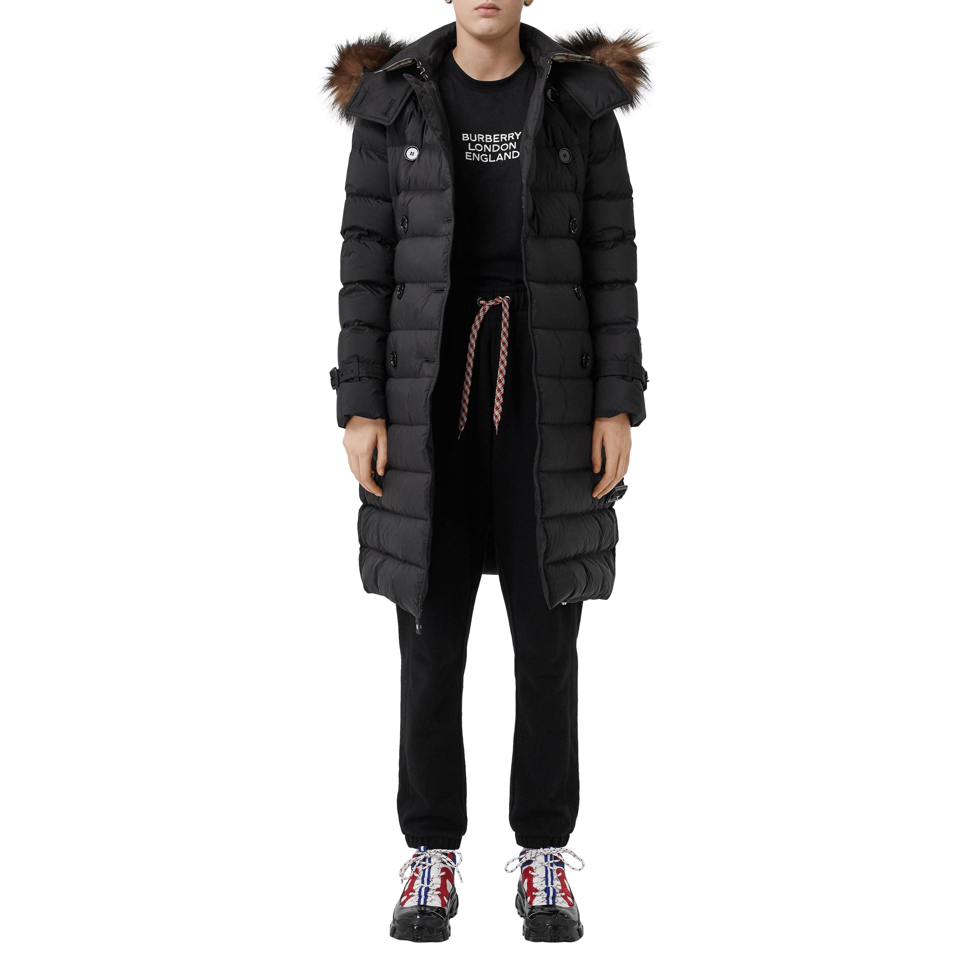 Manteau rembourré en duvet avec capuche amovible - Noir