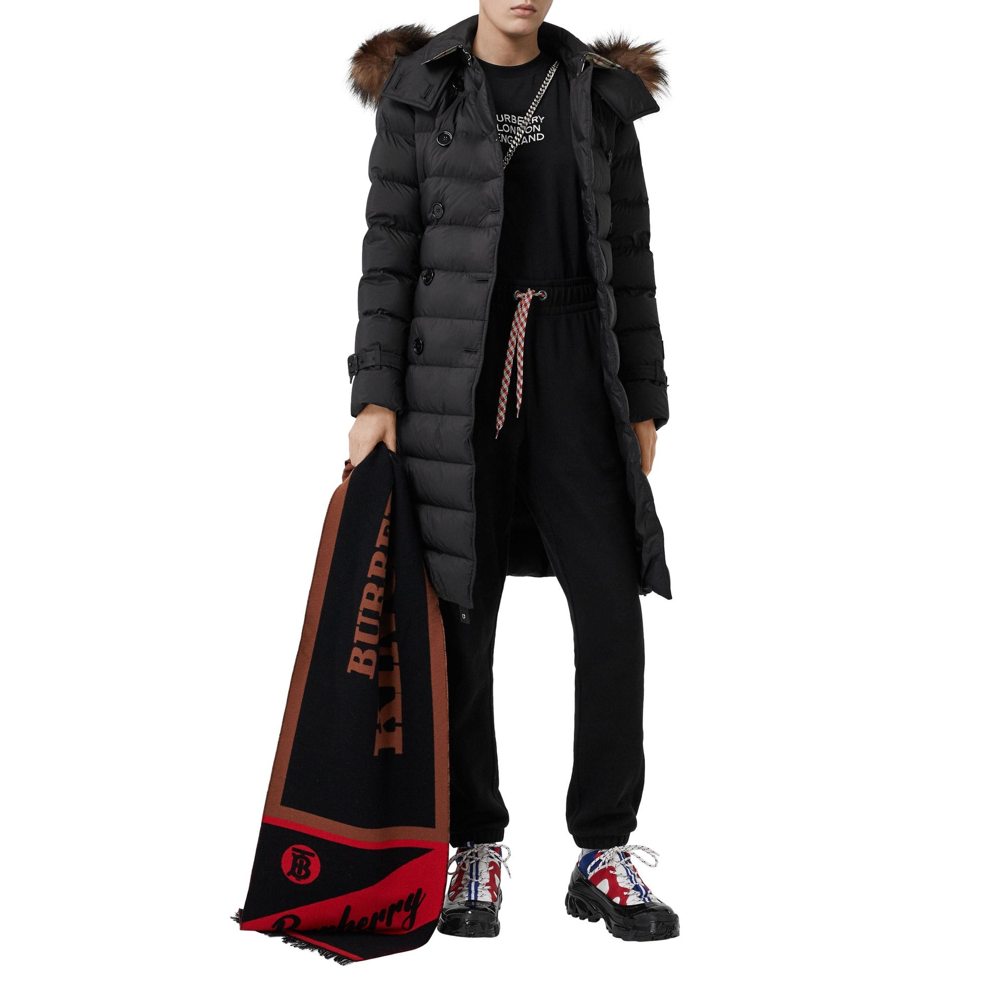 Manteau rembourré en duvet avec capuche amovible - Noir