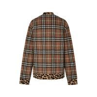 Pull en cachemire mélangé vintage check avec motif léopard - Beige d'archive