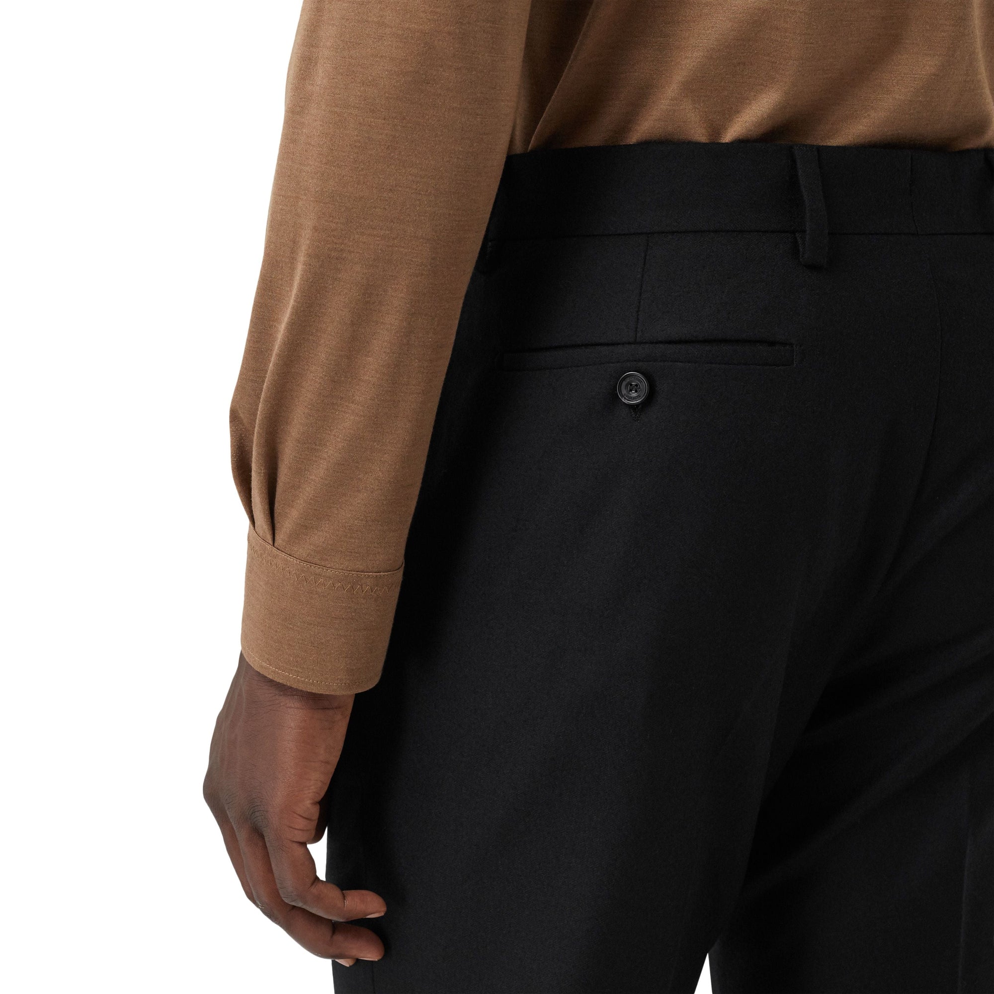 Pantalon de costume classique en flanelle de laine - Noir