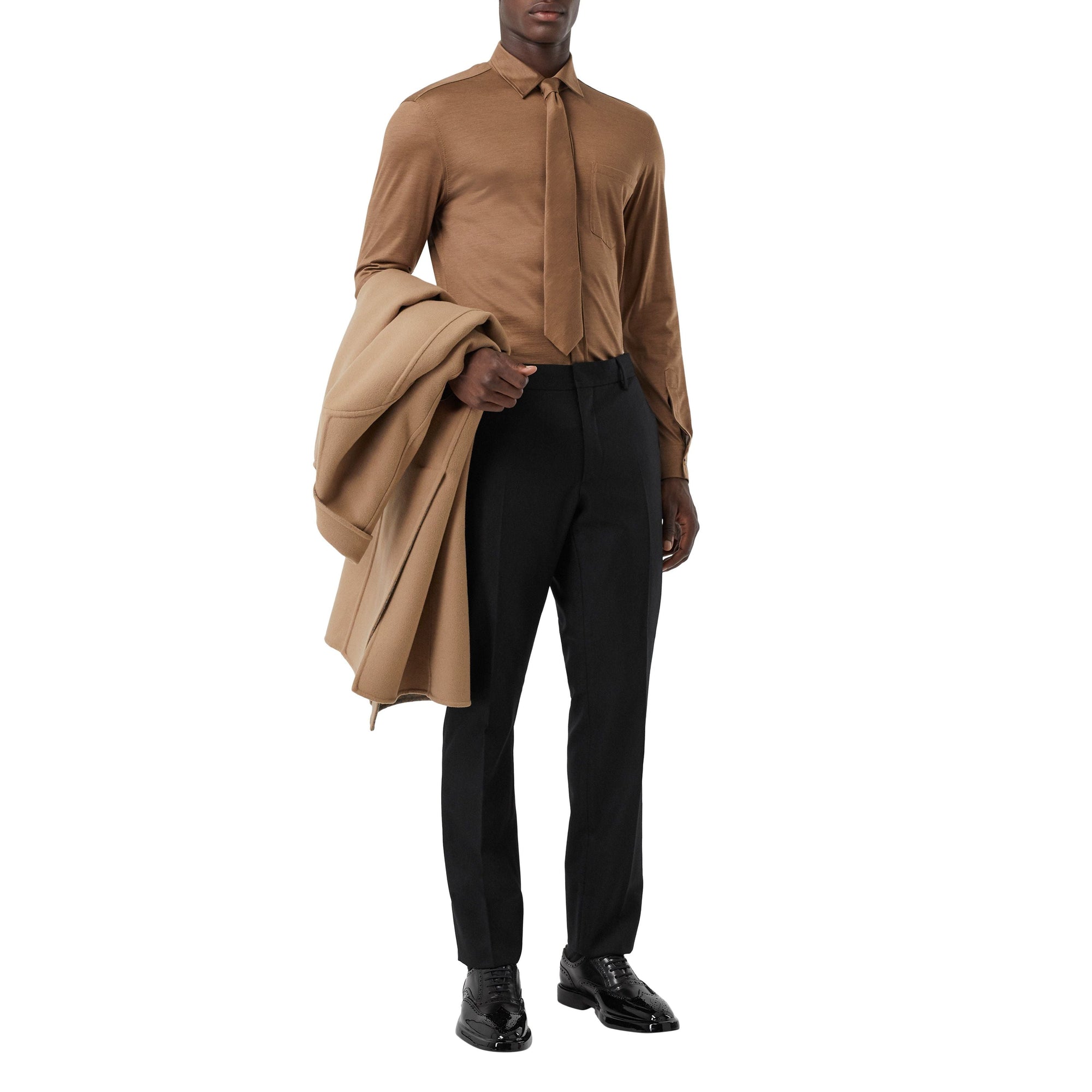 Pantalon de costume classique en flanelle de laine - Noir