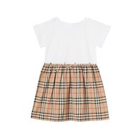 Robe en coton avec vintage check - Blanc