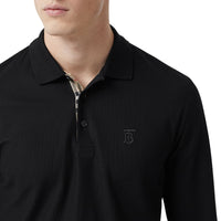BLACK Polo à manches longues en piqué de coton Monogram