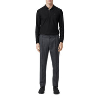 BLACK Polo à manches longues en piqué de coton Monogram