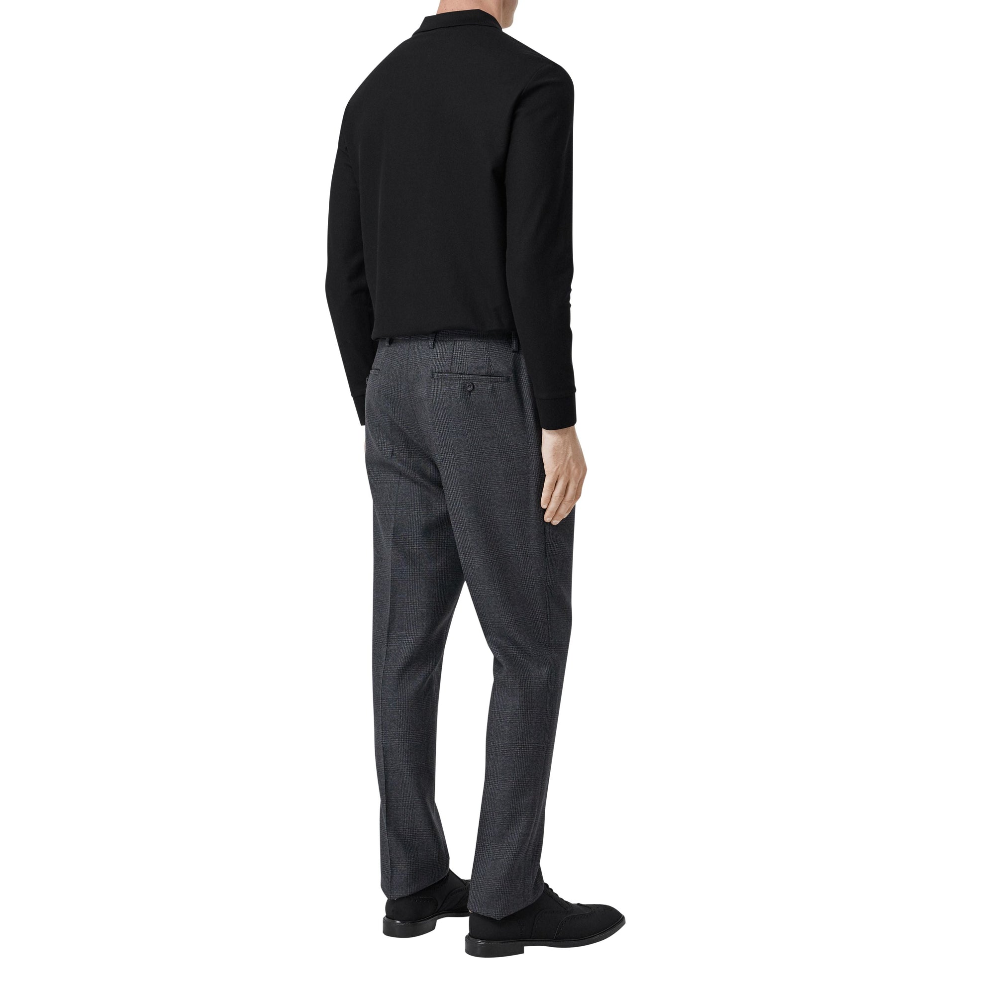 BLACK Polo à manches longues en piqué de coton Monogram