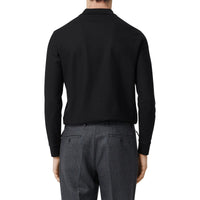 BLACK Polo à manches longues en piqué de coton Monogram