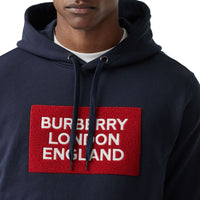 Hoodie en coton avec logo appliqué - Marine