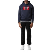 Hoodie en coton avec logo appliqué - Marine