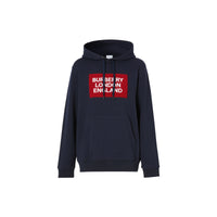 Hoodie en coton avec logo appliqué - Marine