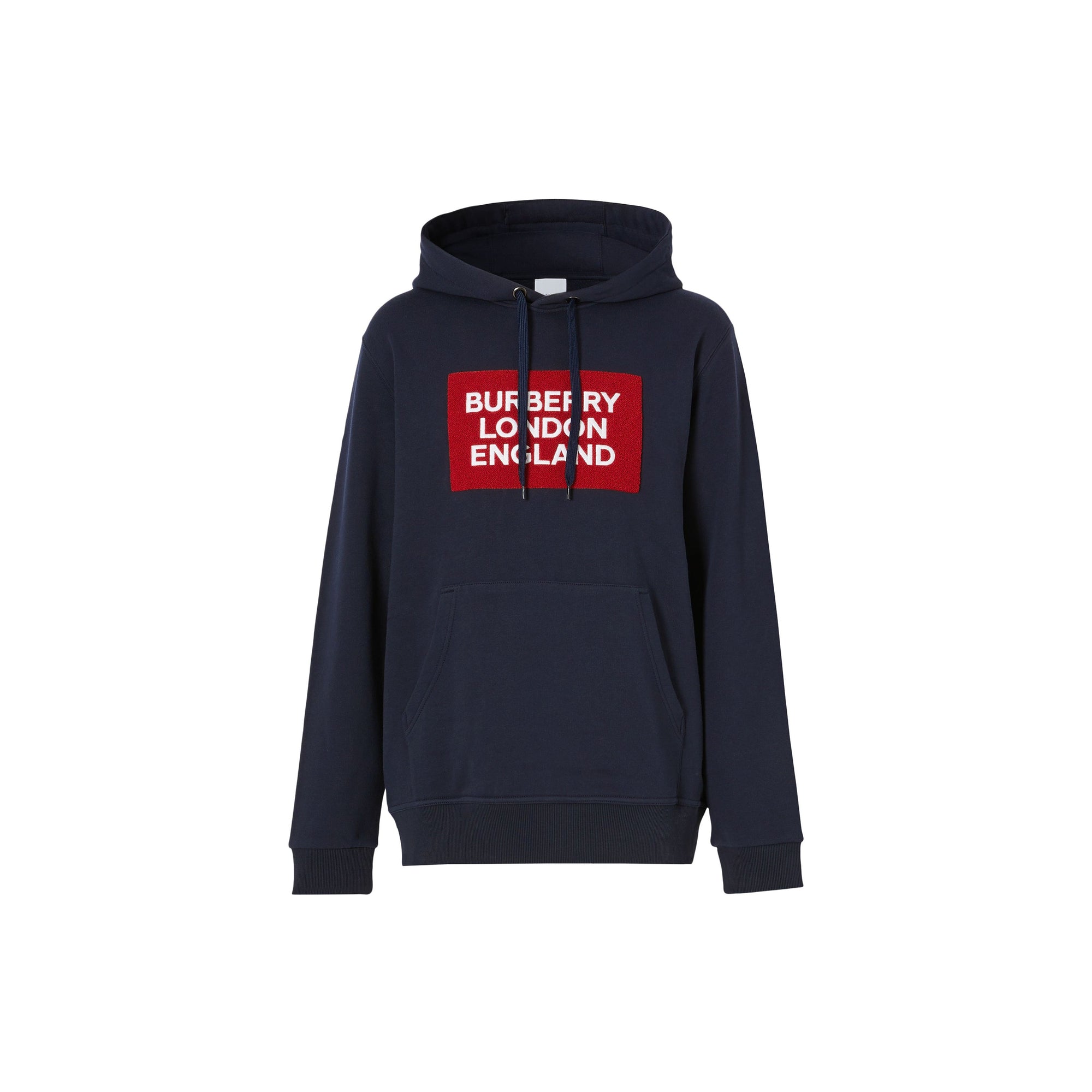 Hoodie en coton avec logo appliqué - Marine