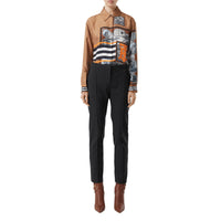 Pantalon tailleur en laine stretch à bandes latérales - Noir