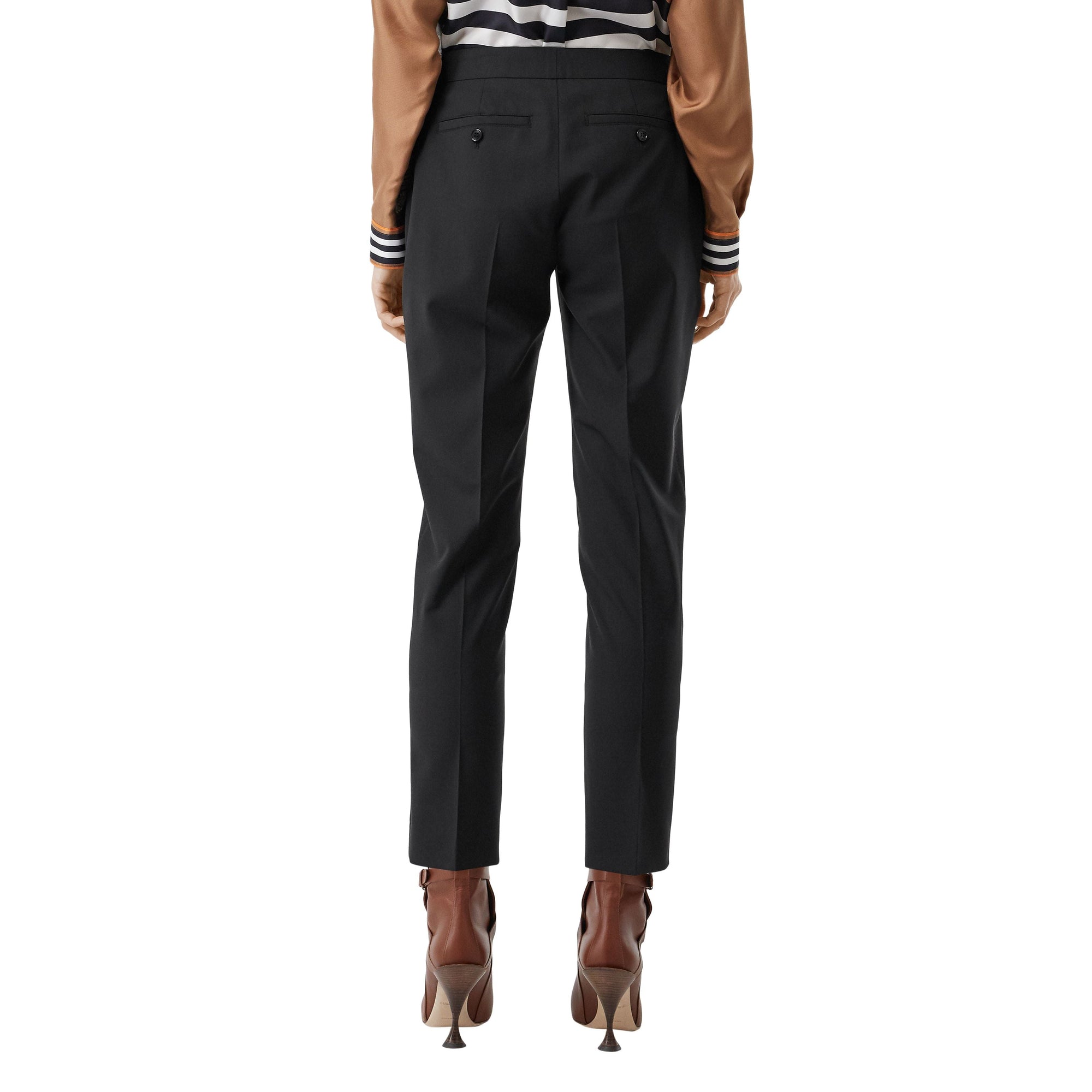 Pantalon tailleur en laine stretch à bandes latérales - Noir