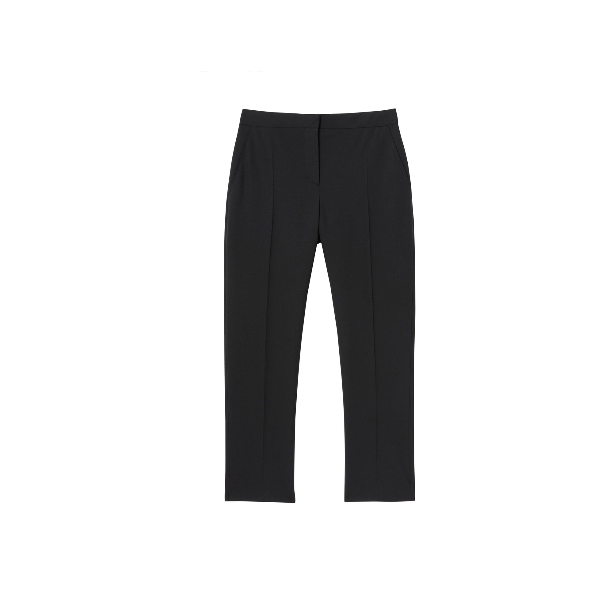 Pantalon tailleur en laine stretch à bandes latérales - Noir