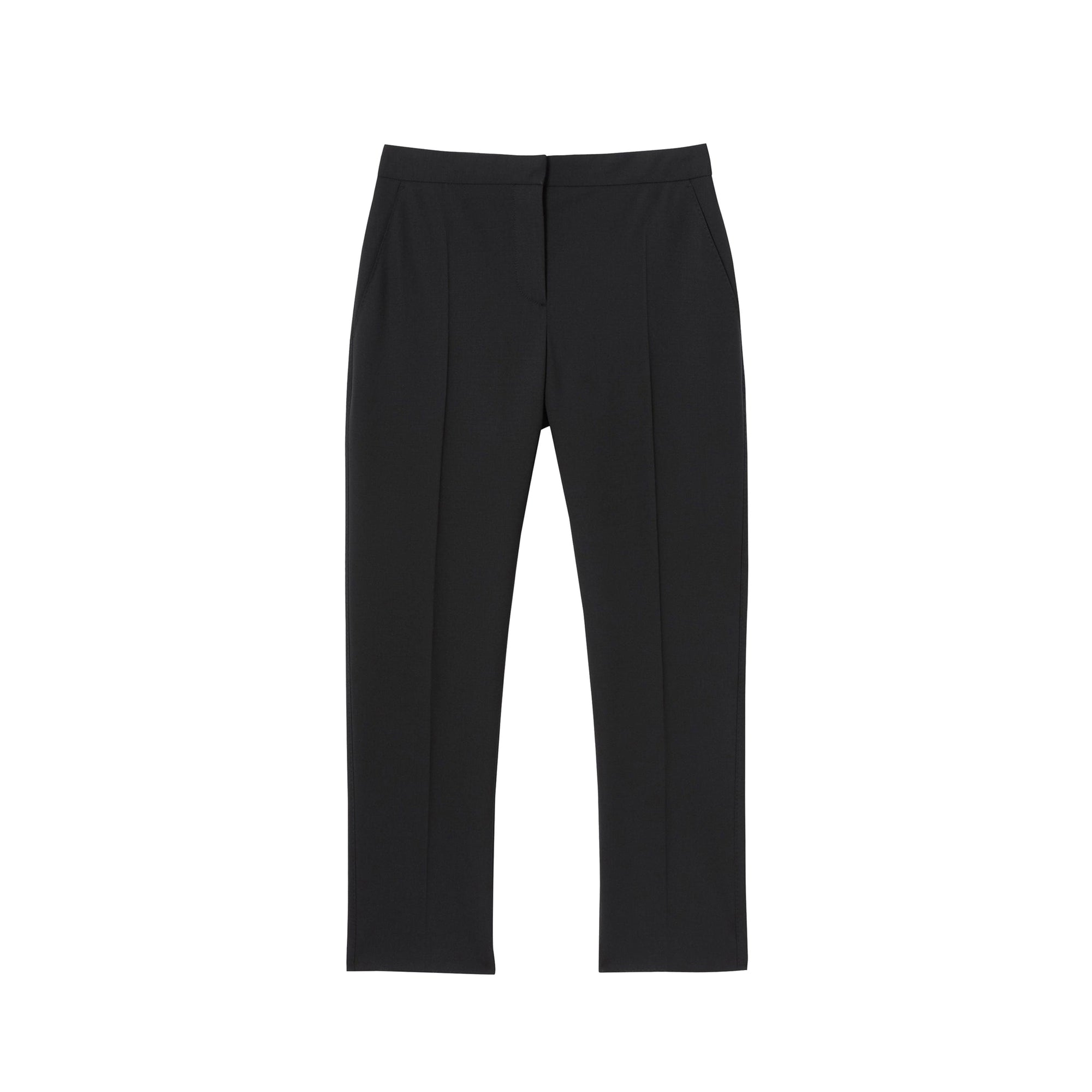 Pantalon tailleur en laine stretch à bandes latérales - Noir
