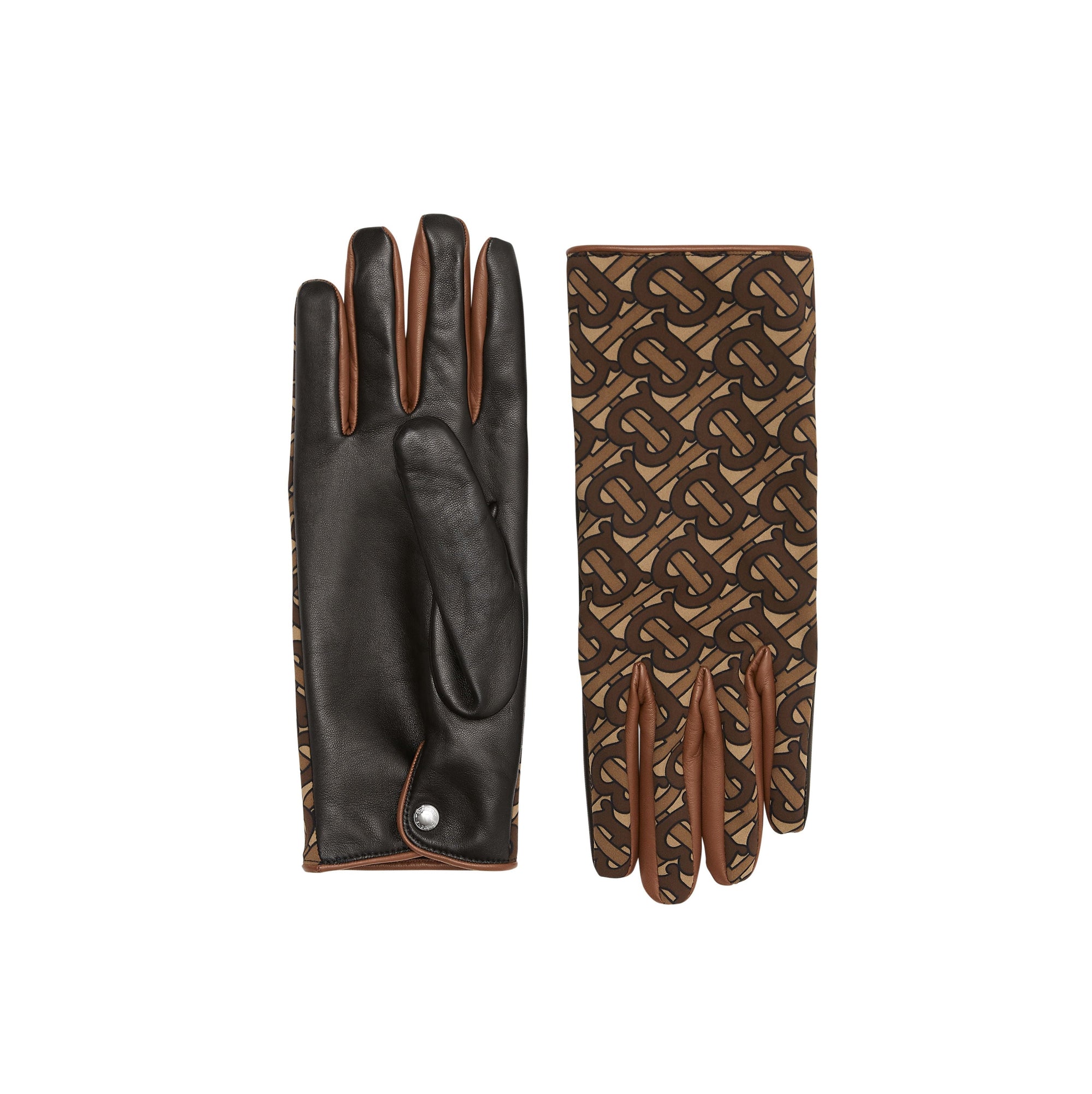 Gants en cuir d'agneau doublés en cachemire monogram - Brun bride