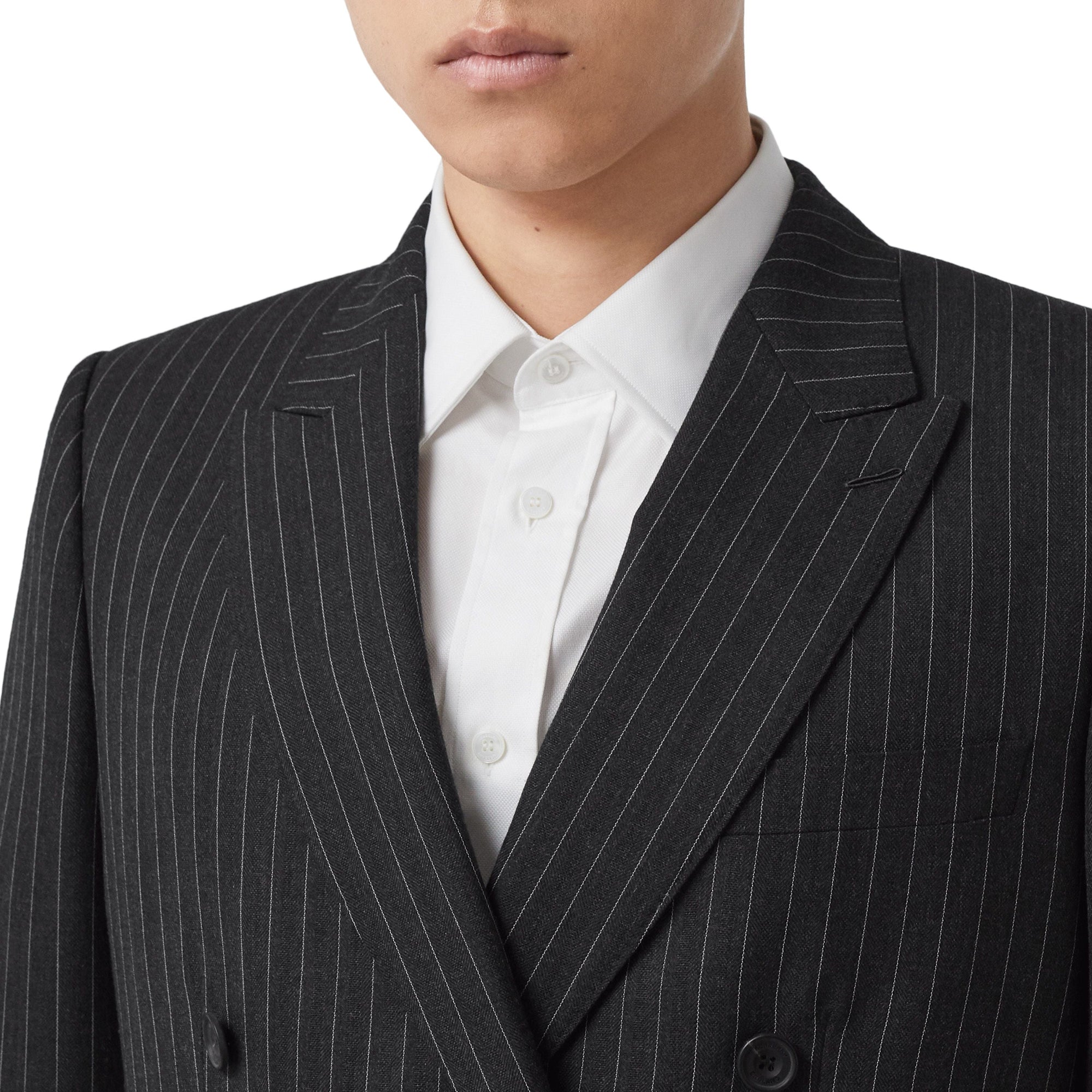 CHARCOAL PATTERN Costume à double boutonnage en laine à fines rayures