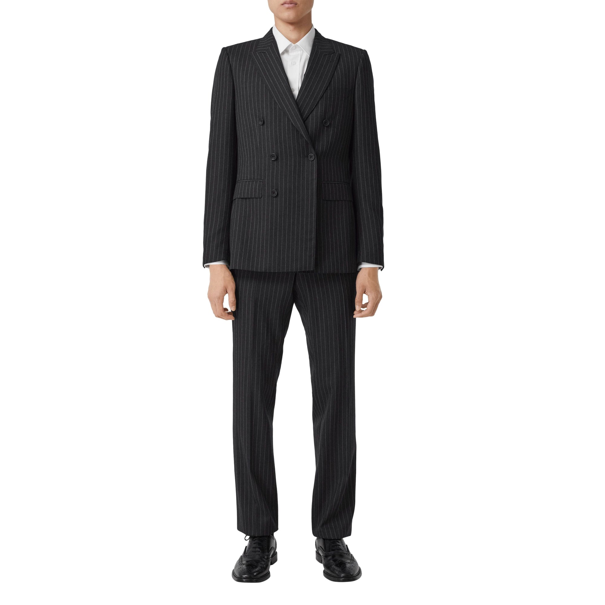 CHARCOAL PATTERN Costume à double boutonnage en laine à fines rayures