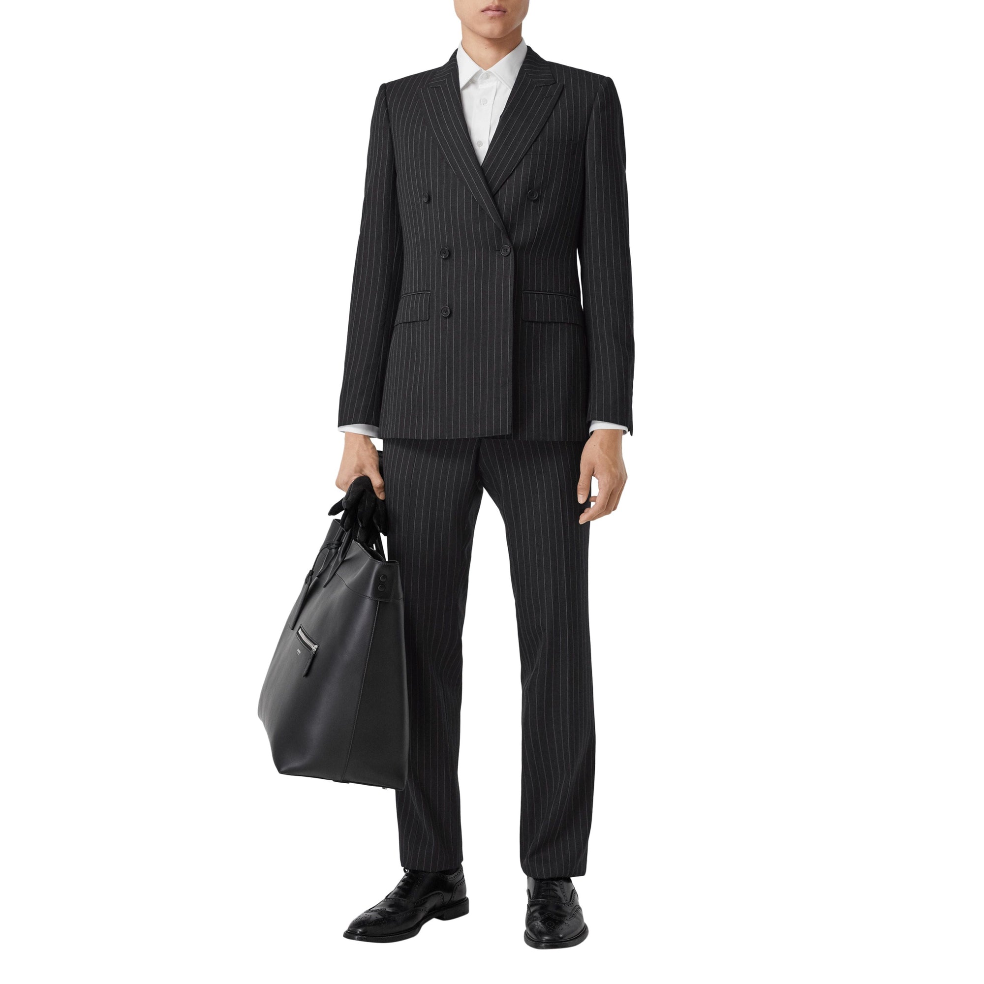 CHARCOAL PATTERN Costume à double boutonnage en laine à fines rayures