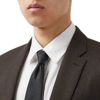 Costume slim en laine à motif check et pied-de-poule - Marron foncé