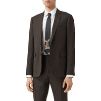 Costume slim en laine à motif check et pied-de-poule - Marron foncé