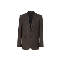Costume slim en laine à motif check et pied-de-poule - Marron foncé