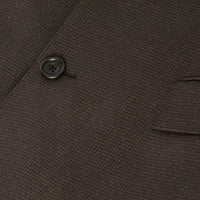 Costume slim en laine à motif check et pied-de-poule - Marron foncé
