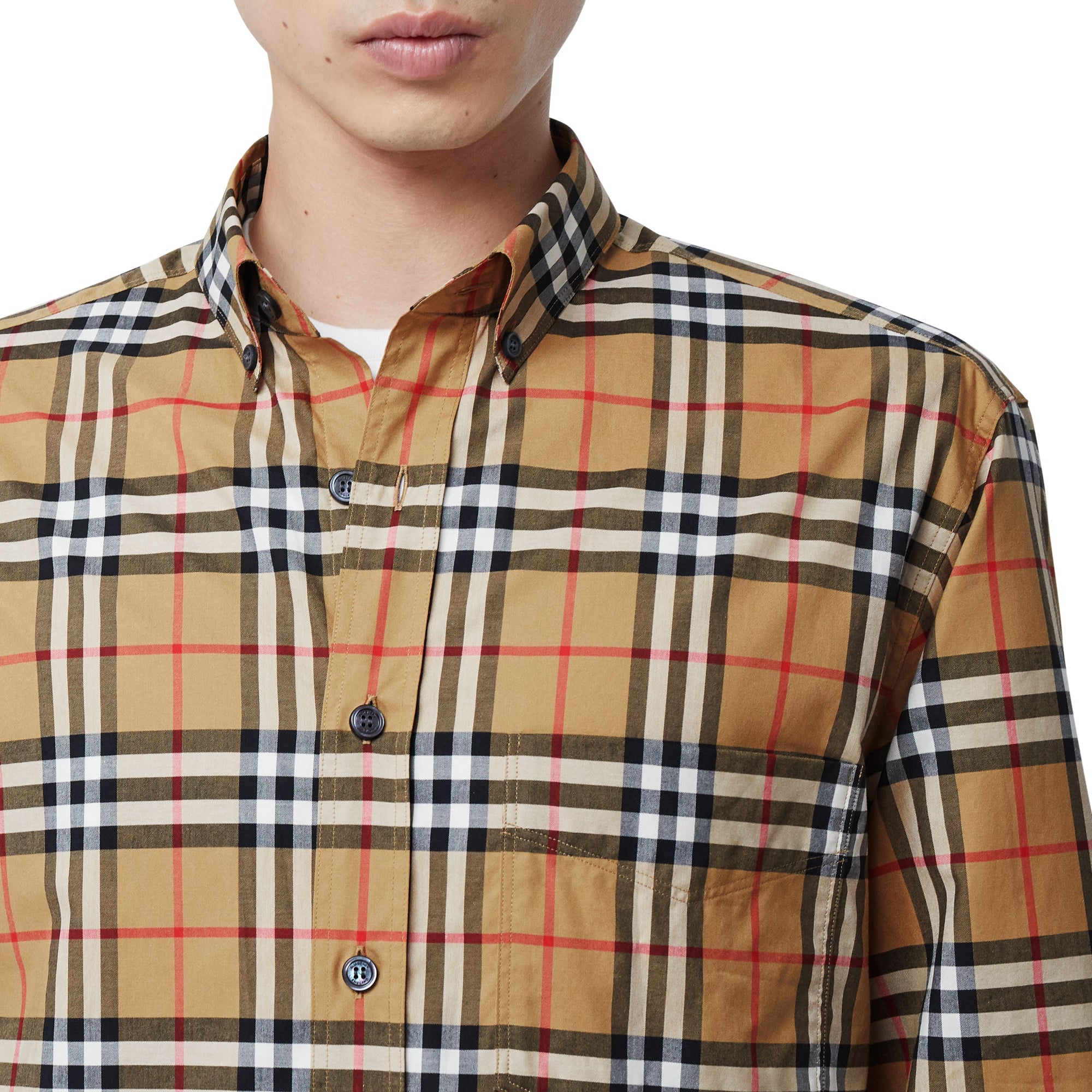 ANTIQUE YEL IP CHK Chemise à col boutonné en coton Vintage check