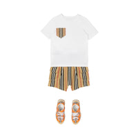 WHITE/ARCHIVE BEIGES T-shirt en coton avec poche à rayures iconiques