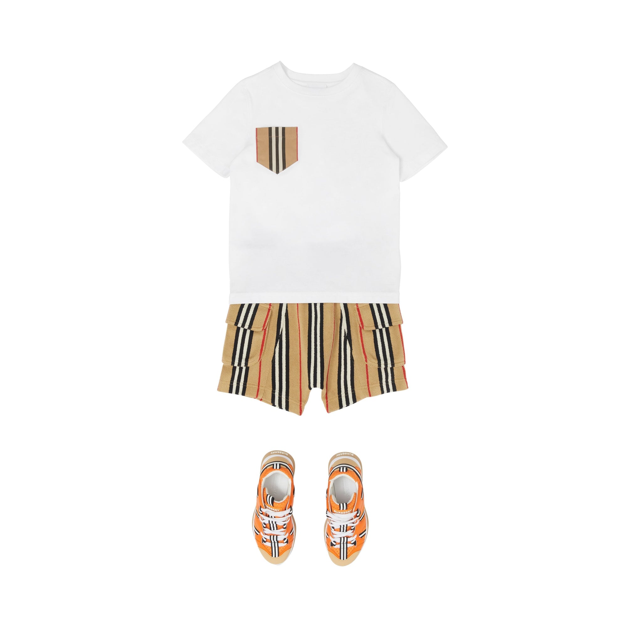 WHITE/ARCHIVE BEIGES T-shirt en coton avec poche à rayures iconiques
