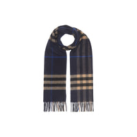 Écharpe classique en cachemire check - Indigo & Camel Moyen