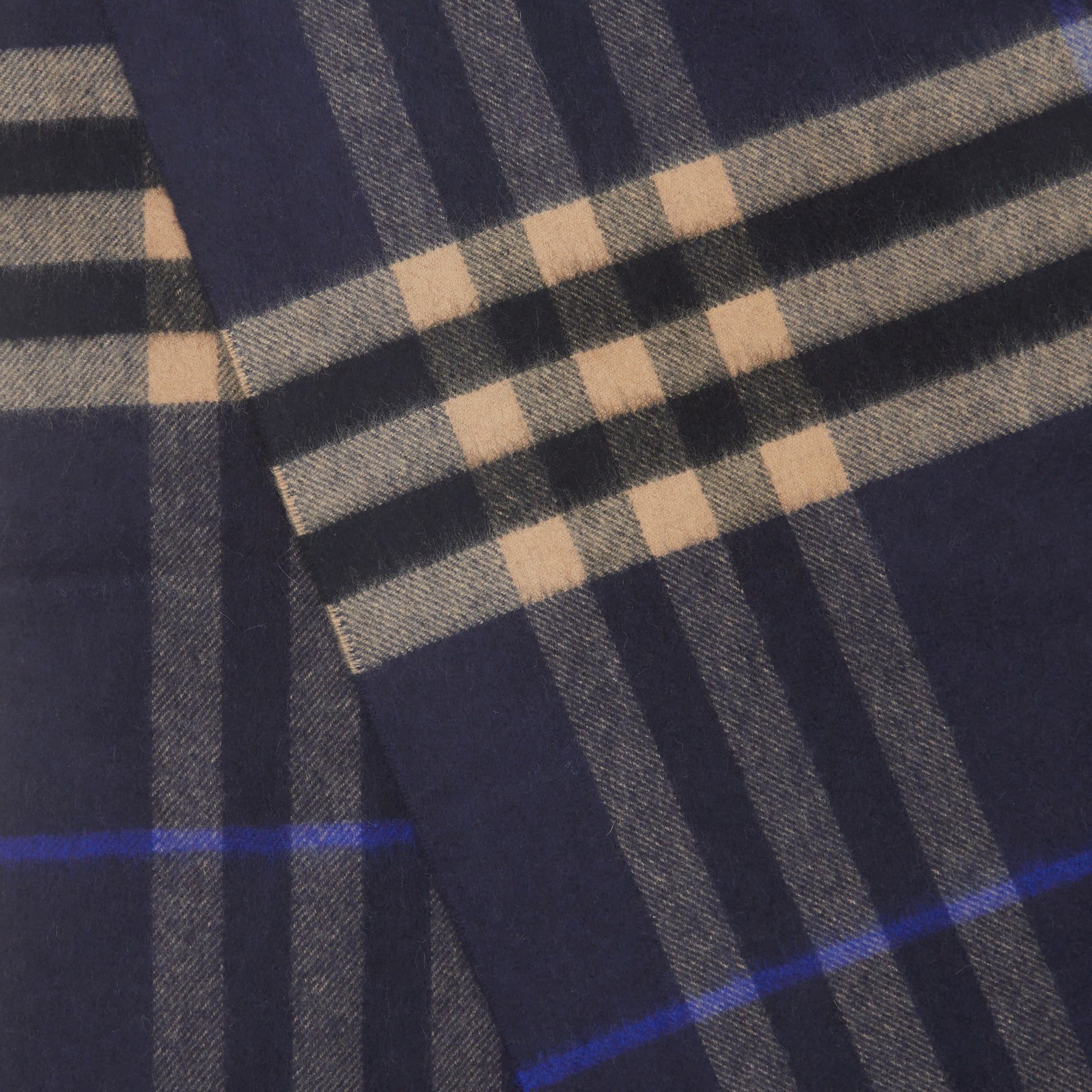 Écharpe classique en cachemire check - Indigo & Camel Moyen