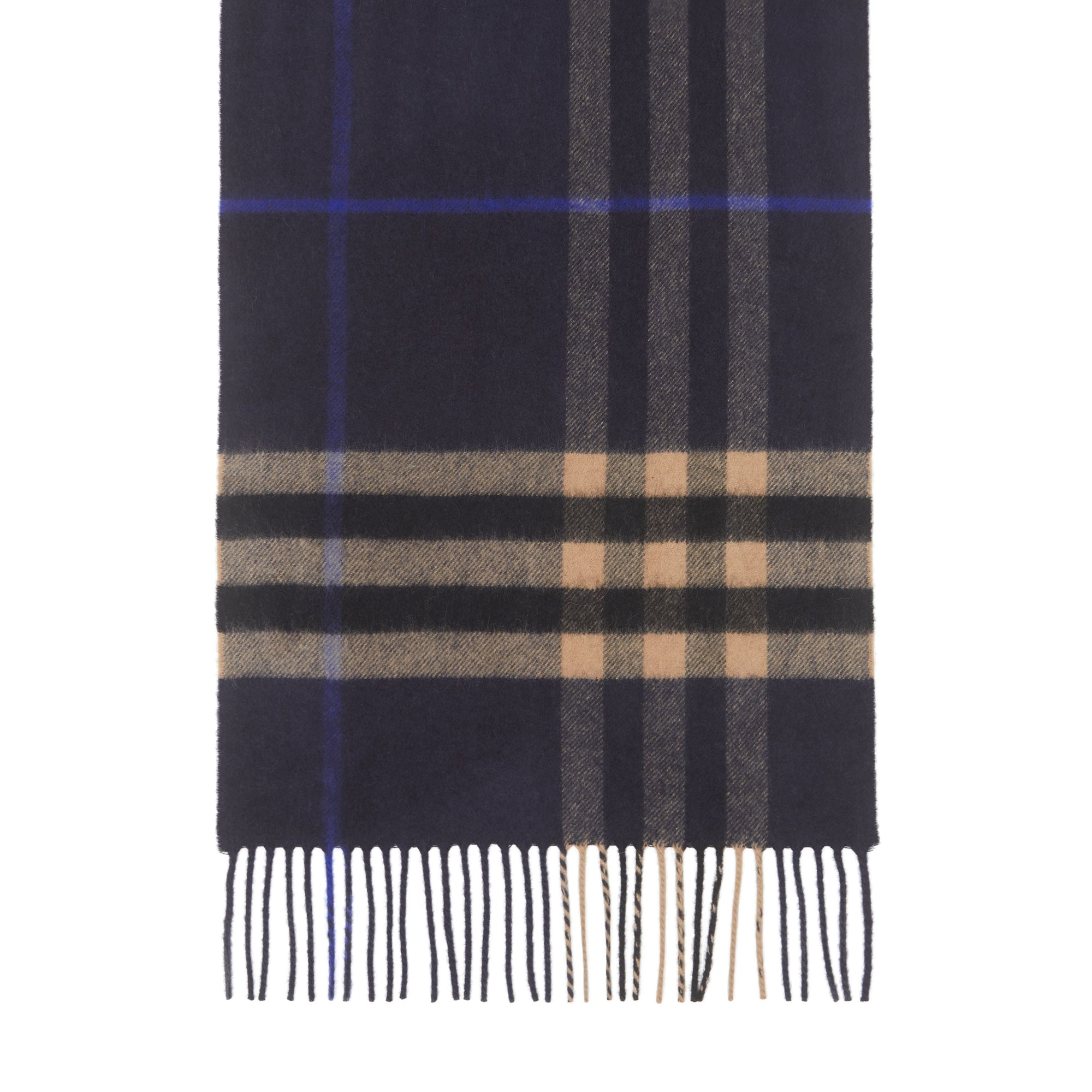 Écharpe classique en cachemire check - Indigo & Camel Moyen