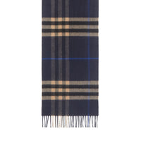 Écharpe classique en cachemire check - Indigo & Camel Moyen