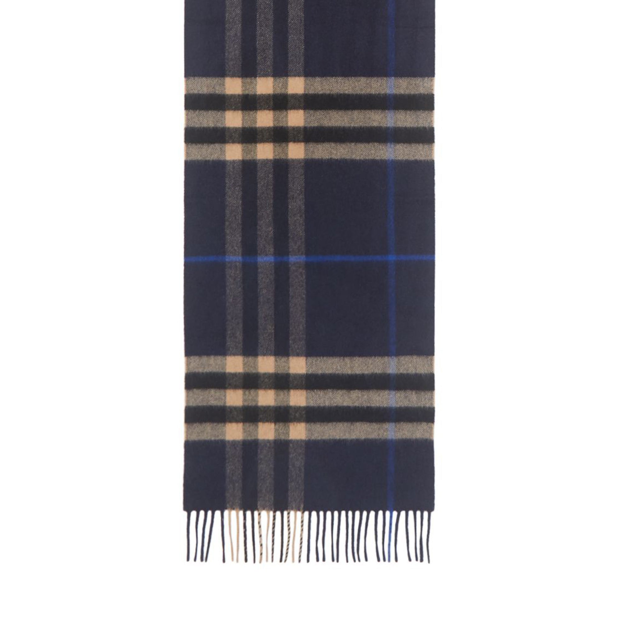 Écharpe classique en cachemire check - Indigo & Camel Moyen