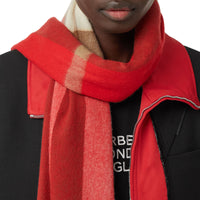Écharpe en cachemire check - Rouge Vif