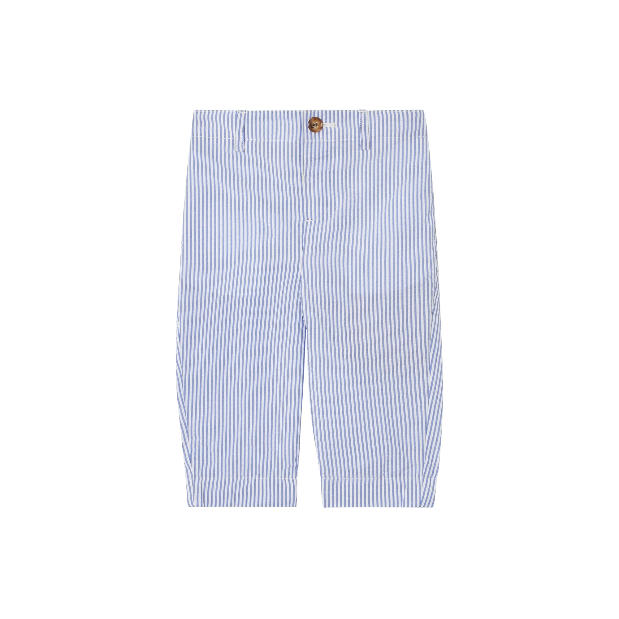 CORNFLOWER BLUE Pantalon de costume en seersucker de coton rayé