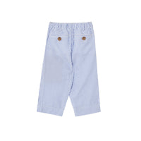 CORNFLOWER BLUE Pantalon de costume en seersucker de coton rayé