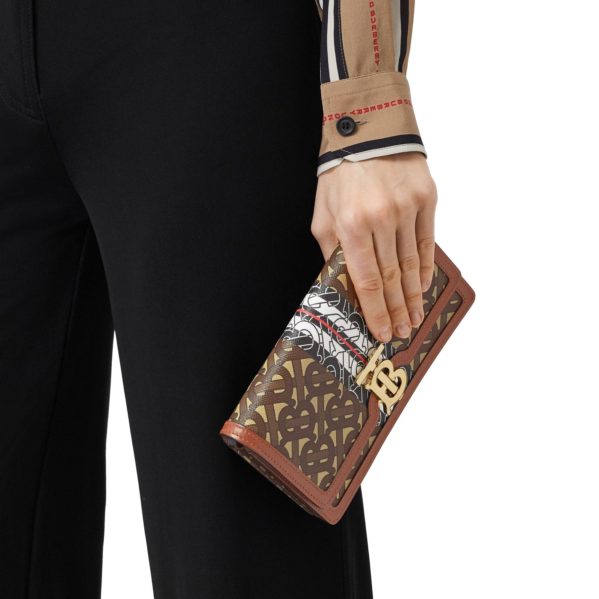 BRIDLE BROWN Petit sac porté épaule en toile écologique rayé Monogram