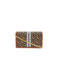 BRIDLE BROWN Petit sac porté épaule en toile écologique rayé Monogram