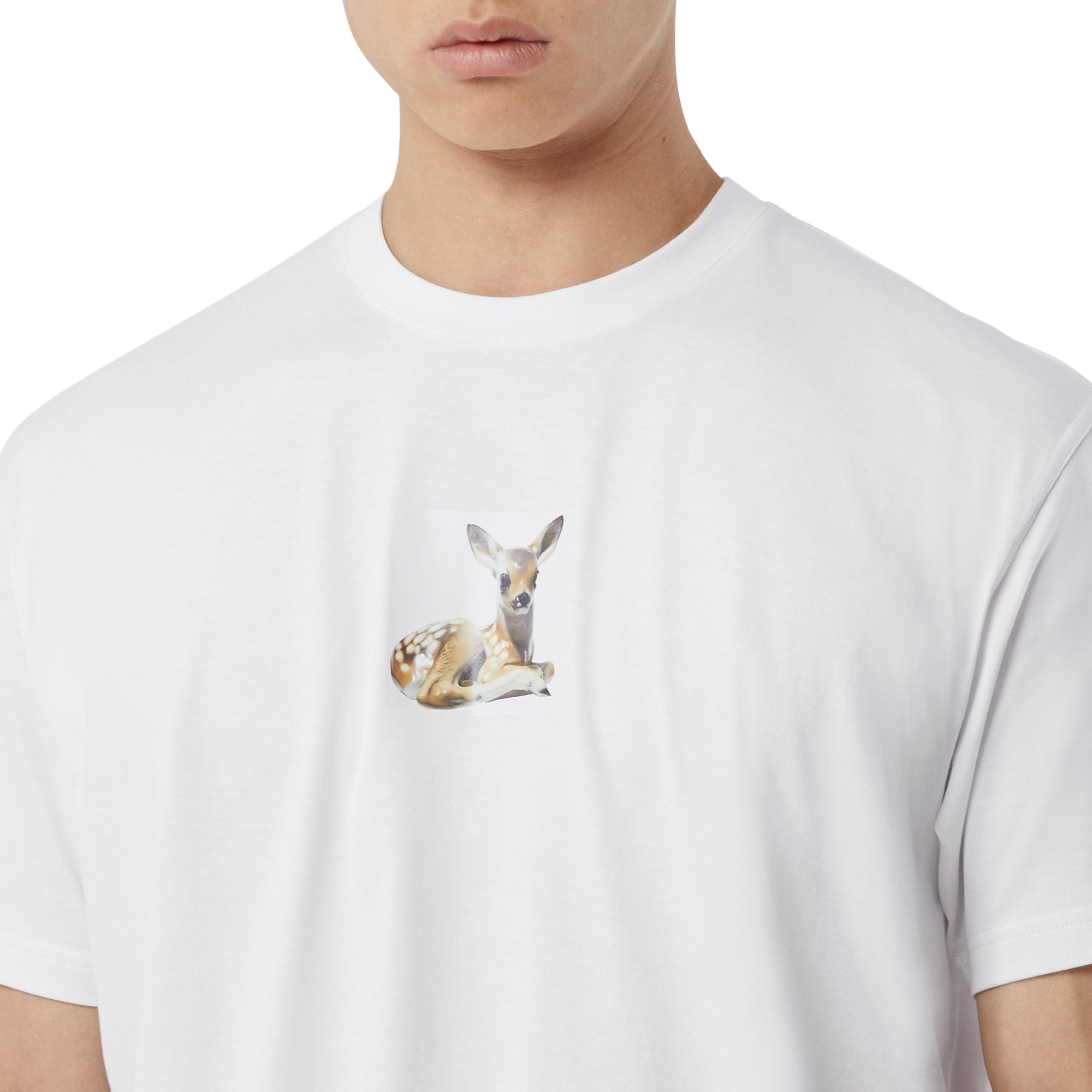 T-shirt oversize en coton à imprimé daim - Blanc