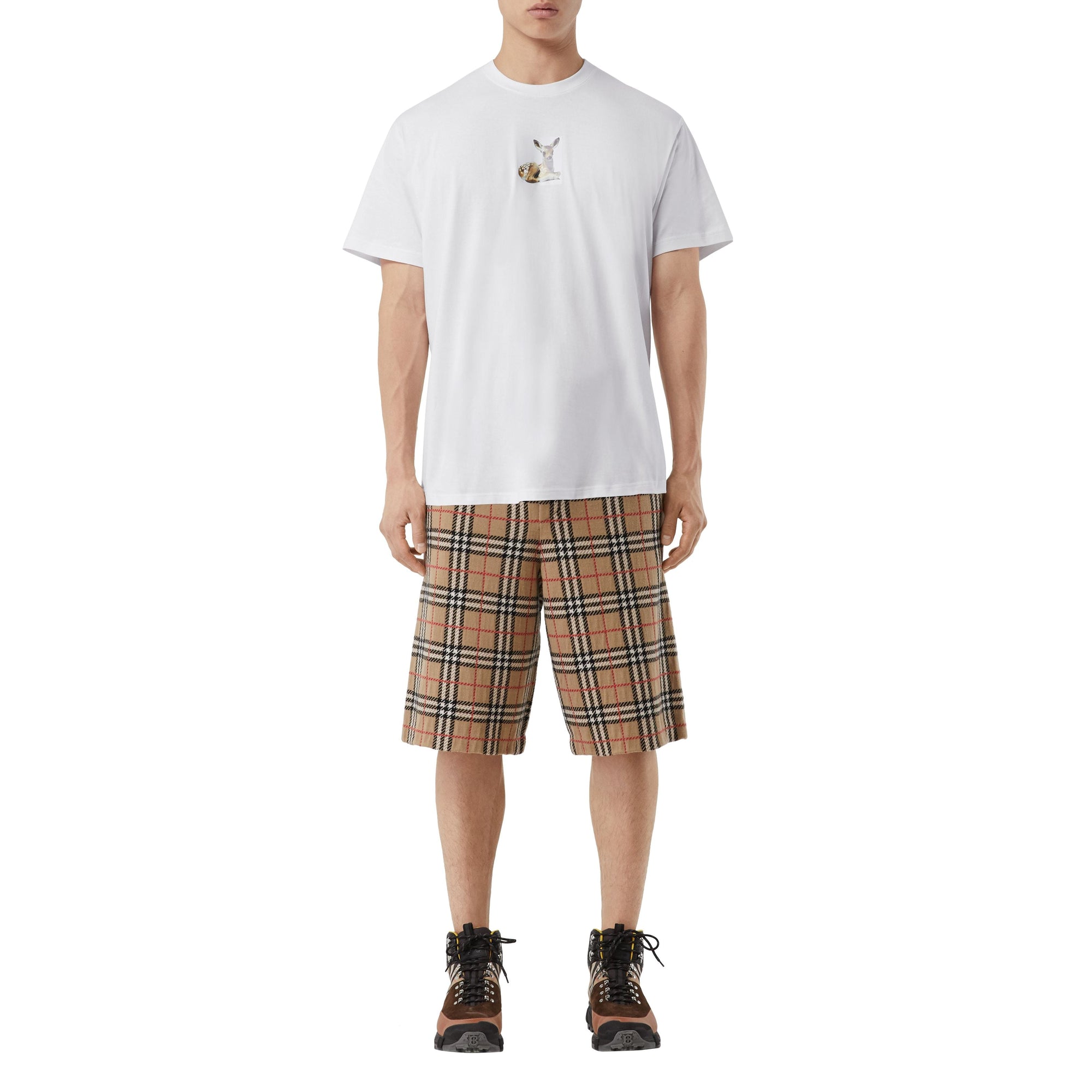 T-shirt oversize en coton à imprimé daim - Blanc