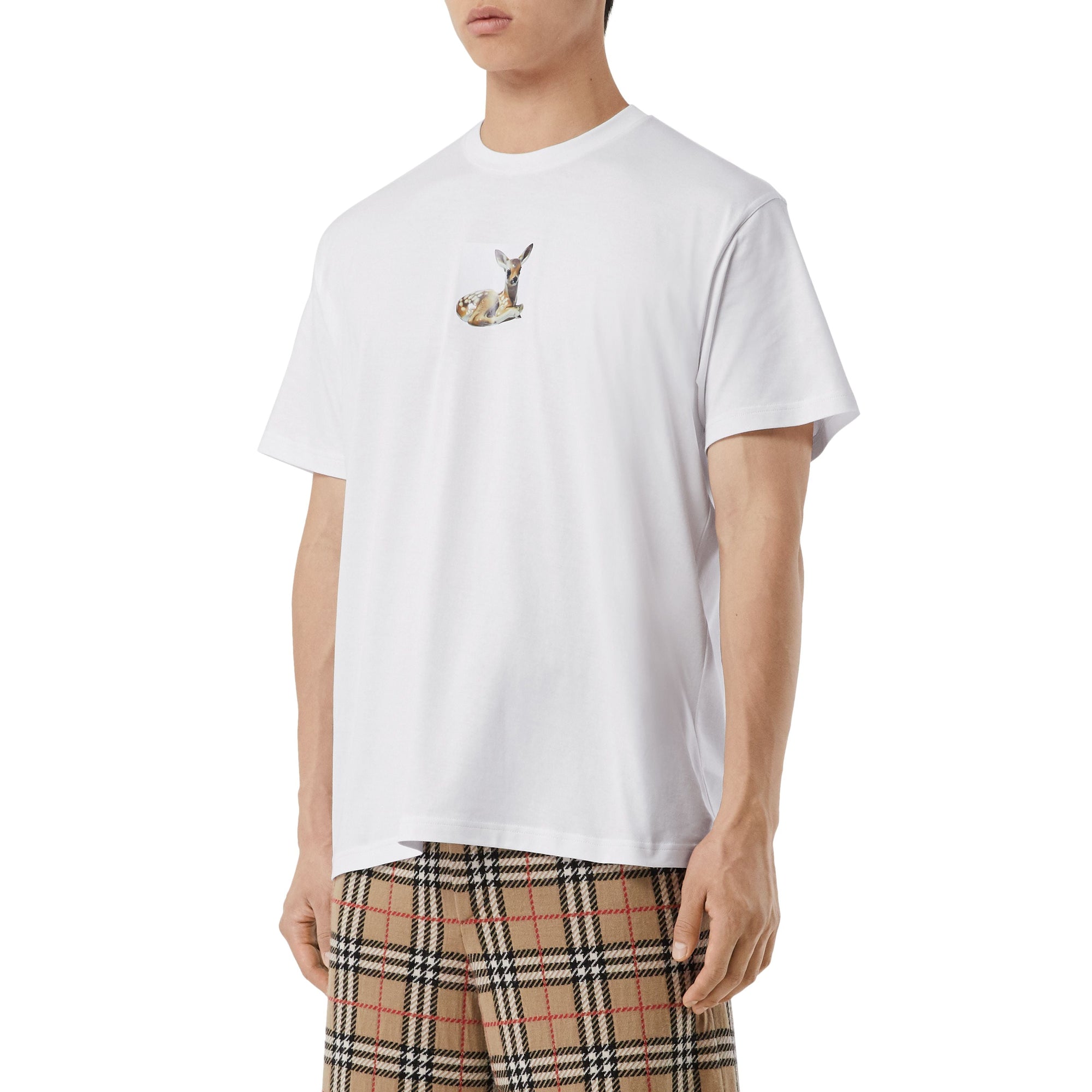T-shirt oversize en coton à imprimé daim - Blanc
