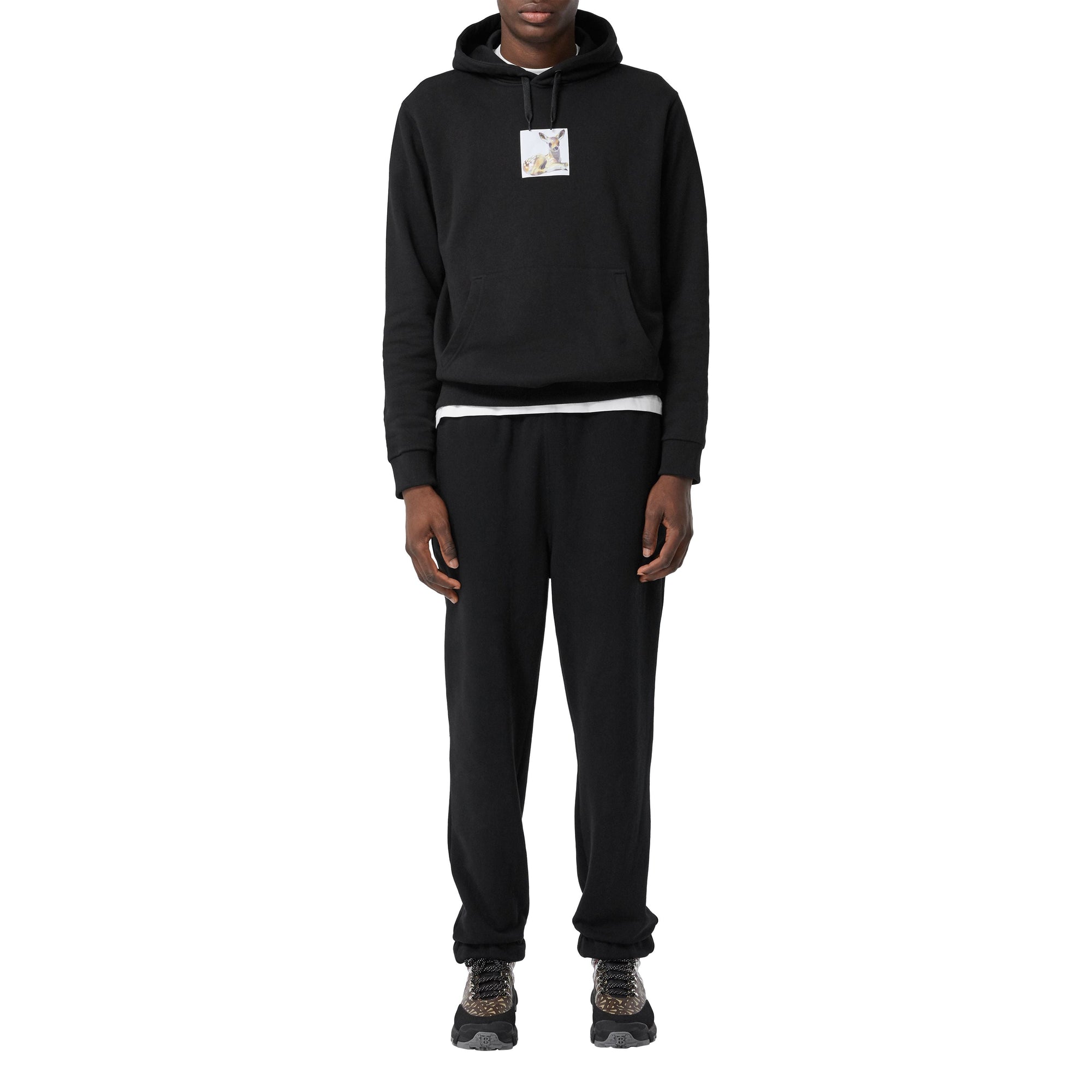 BLACK Hoodie en coton à imprimé daim