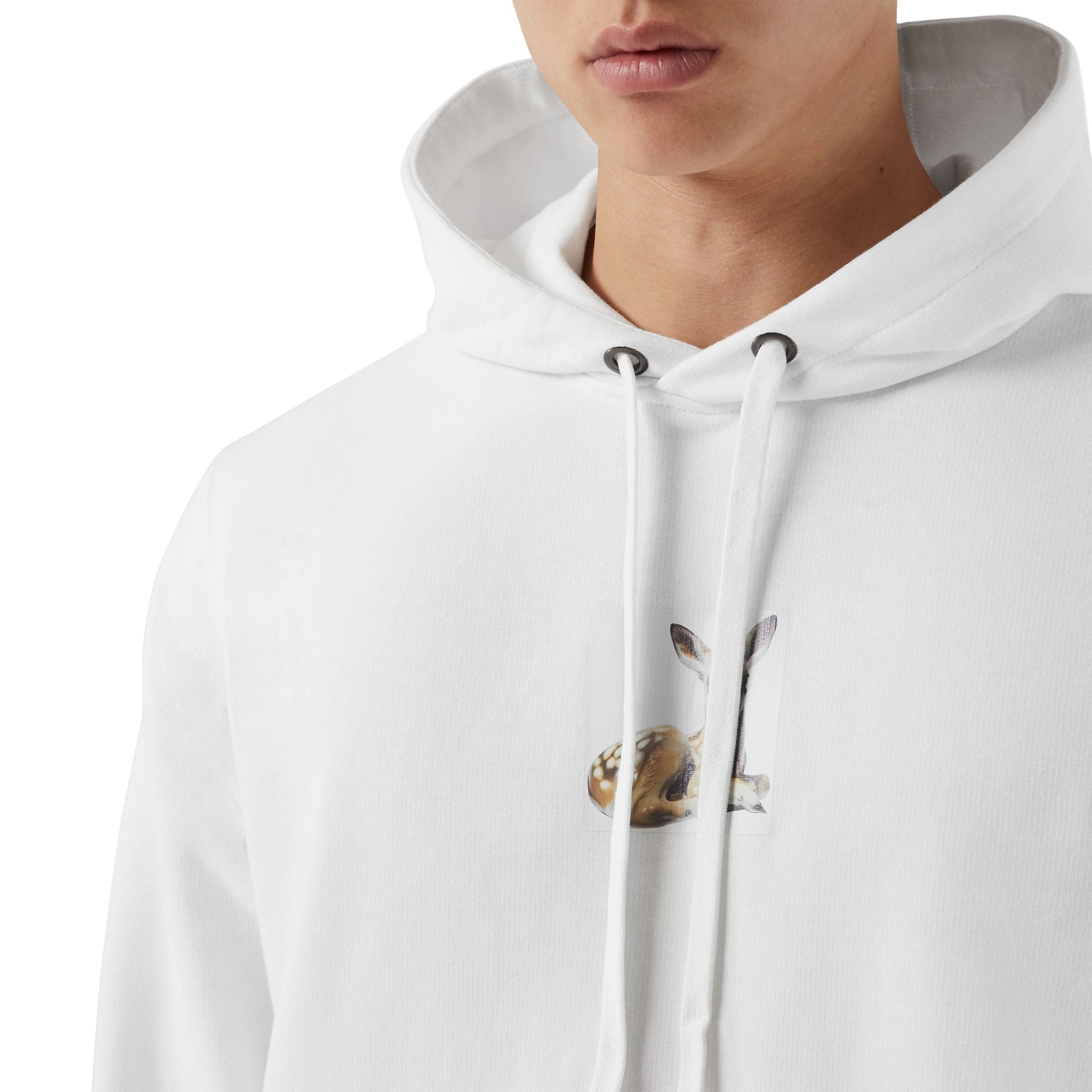 Hoodie en coton à imprimé daim - Blanc